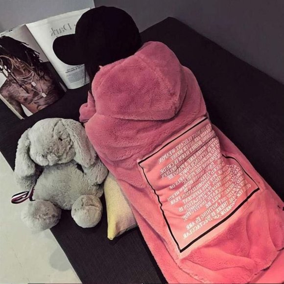New Faux Fur Pink Teddy Velvet Plush Hoodie - Picture 8 of 16